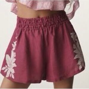 Anthropologie Somerset Linen shorts with floral design, size XL